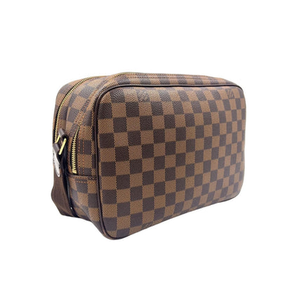 Louis Vuitton Reporter PM Damier Ebene Initial Leather Brown Shoulder Bag Gold — view 2