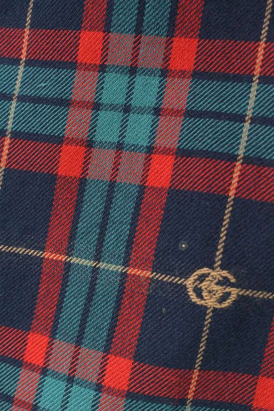 Gucci 770439 Zao20 Tartan Check GG Embroidered Long Sleeve Shirt Men's 44