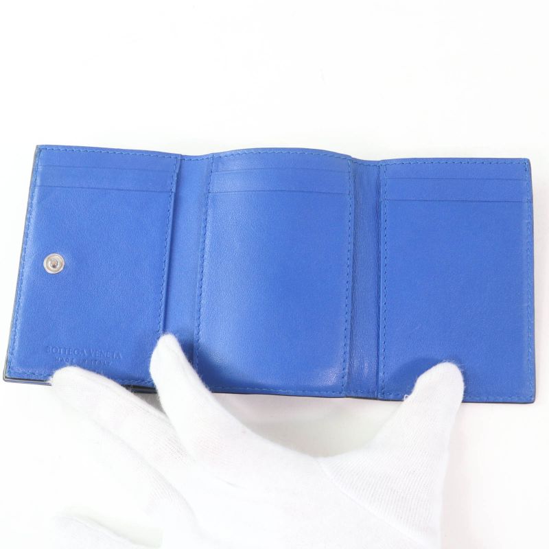 Bottega Veneta Leather Intrecciato Tiny Trifold Wallet Compact