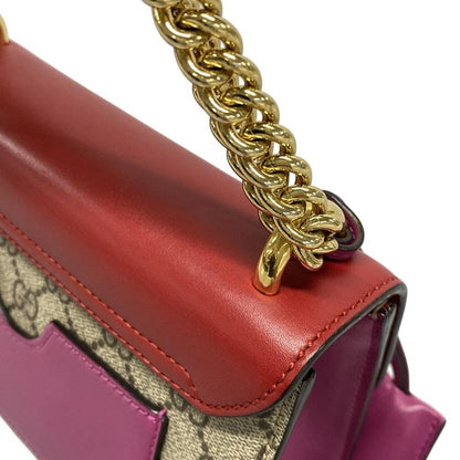 Gucci Shoulder Bag Padlock GG Small 409487 Dark Brown X Red X Multi Chain