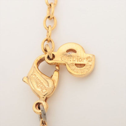 Christian DIOR CD Logo Necklace GP With Rhinestones Gold