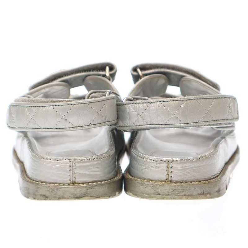Chanel Footbed Coco Mark Sandals 0 G35927 Silver Grayish 36c