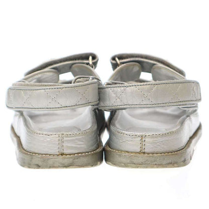 Chanel Footbed Coco Mark Sandals 0 G35927 Silver Grayish 36c