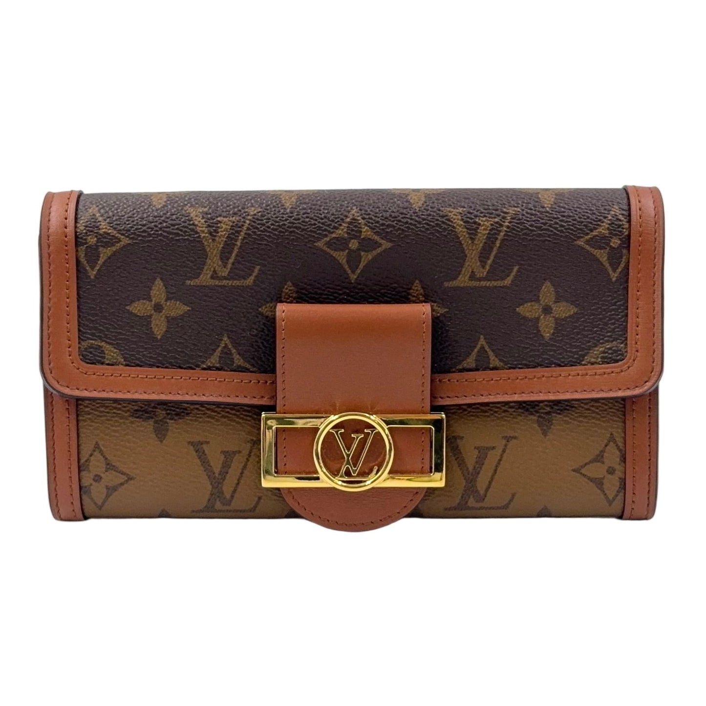Louis Vuitton Portefeuille Sarah Dauphine Monogram Reverse Leather Brown Wallet