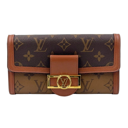 Louis Vuitton Portefeuille Sarah Dauphine Monogram Reverse Leather Brown Wallet