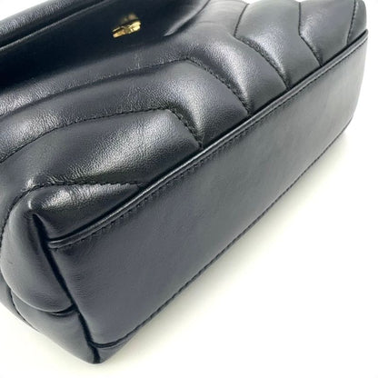 Saint Laurent Paris Lou Leather Black Shoulder Bag Gold