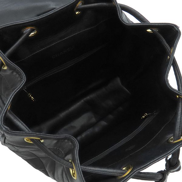 Chanel Backpack Daypack Matelasse Chain Backpack Sac Lambskin Black Gold