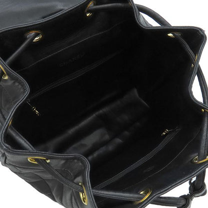 Chanel Backpack Daypack Matelasse Chain Backpack Sac Lambskin Black Gold