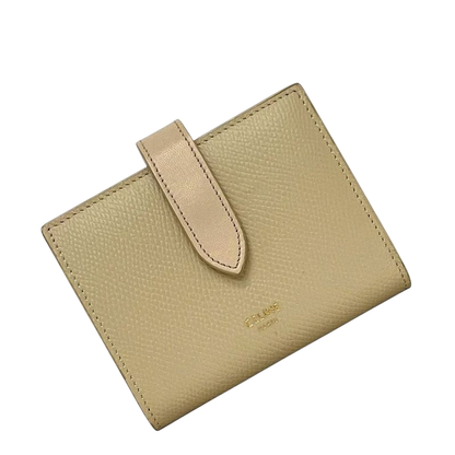 Celine Bifold Wallet Small Strap Wallet Cream Beige