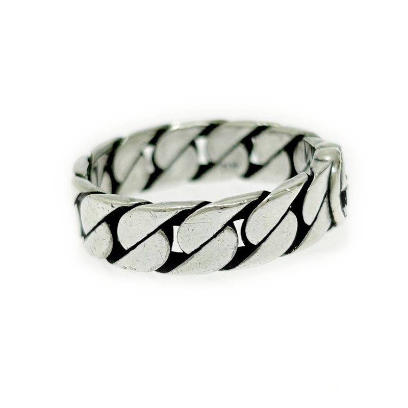 Gucci Silver Interlocking G Chain Ring 5.1g 925 Engraved 473034 Ring