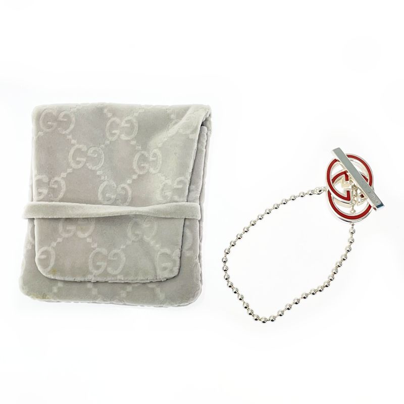 Gucci Silver Interlocking Ball Chain Bracelet with Storage Bag 21.3g 925