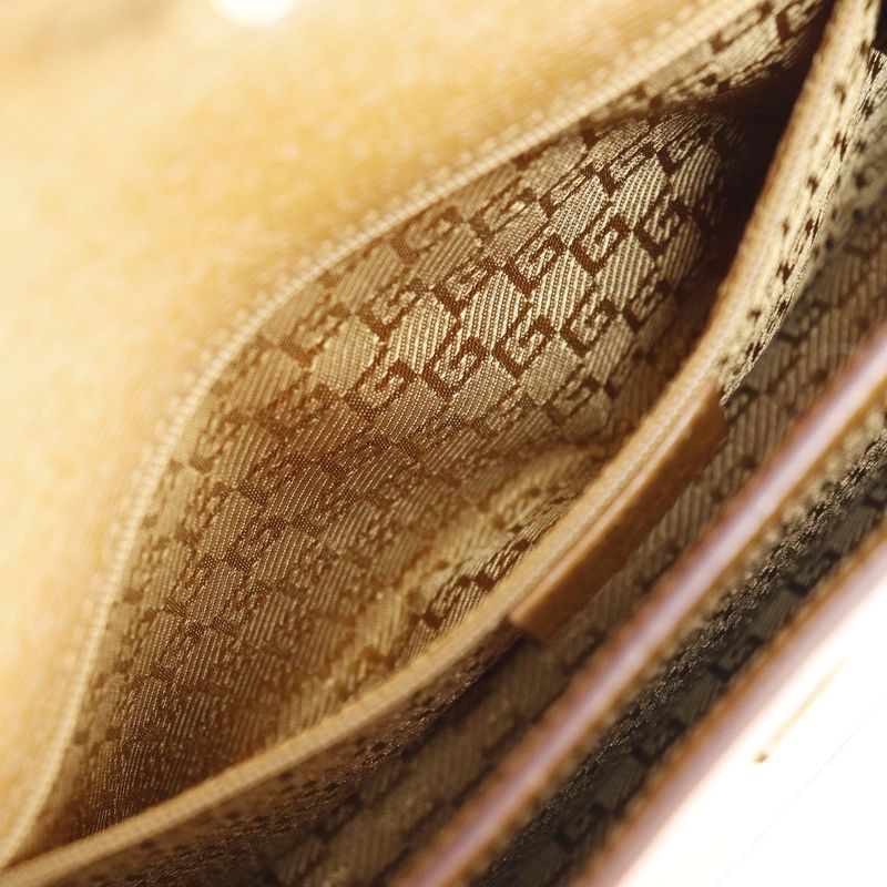 Gucci G Buckle 001.4140 Calf Brown Women Shoulder Bag