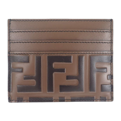 Fendi FF Logo Zucca Card Holder 7m0164 Card Case Leather Brown Iseya