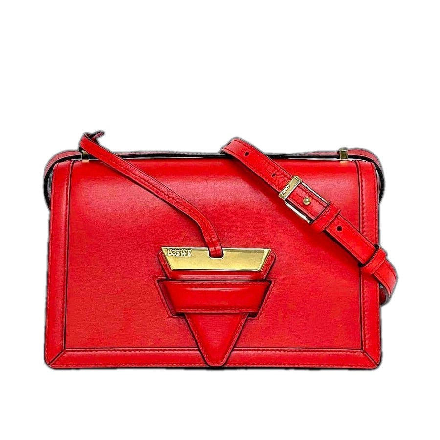 Loewe Shoulder Bag Barcelona Red Flap Leather