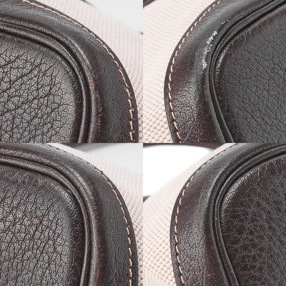 Hermes Garden Party TPM Handbag Toile Ash Ivory X Brown Silver Hardware Ladies