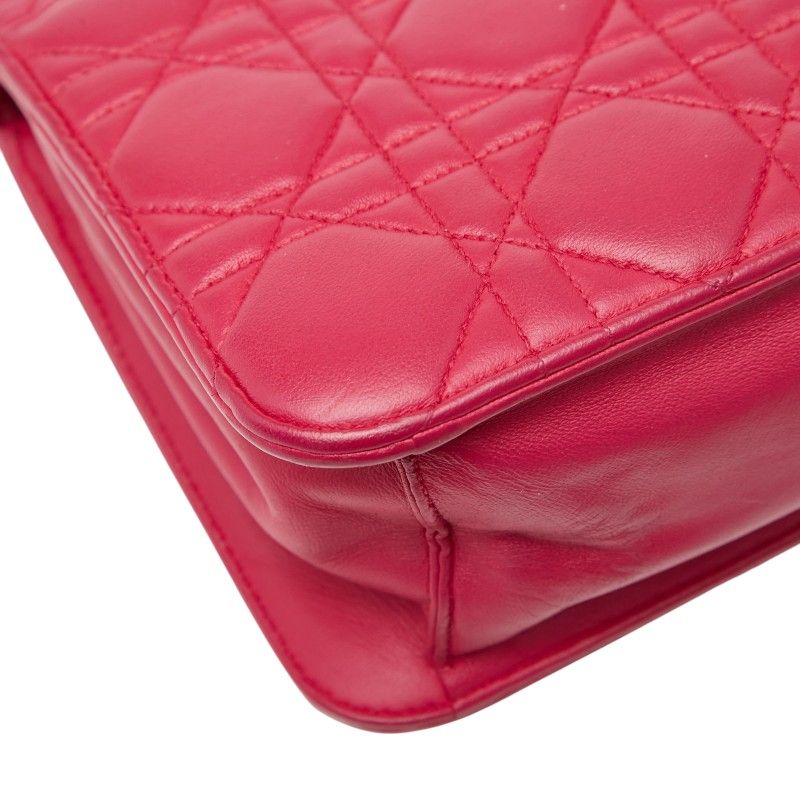 Dior Cannage Chain Shoulder Bag Pink Leather Women's Dior