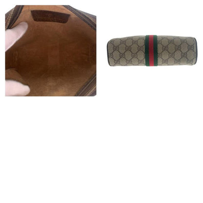 Gucci Vintage Sherry Line Old Gucci Beige GG Supreme Canvas/leather Clutch Bag