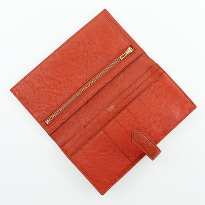 Hermes Bearn Souffle Vaux Epson Orange T Ladies Long Wallet