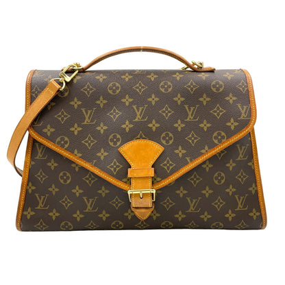 Louis Vuitton Beverly Monogram 2-Way Leather Brown Handbag Gold
