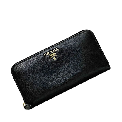 Prada Round Zipper Long Wallet Black NERO 1ml506 Wallet