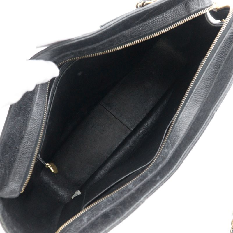 Chanel Chain Tote Matelasse Shoulder Caviar Skin Black Ladies Tote Bag