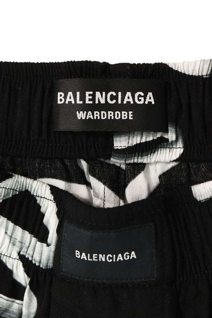 Balenciaga 672410 Tml13 Rayon Half Pants With Logo All Over Men's 48