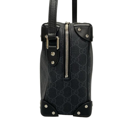 Gucci Shoulder Bag GG Plus GG Supreme 626363 Black And Dark Gray Leather