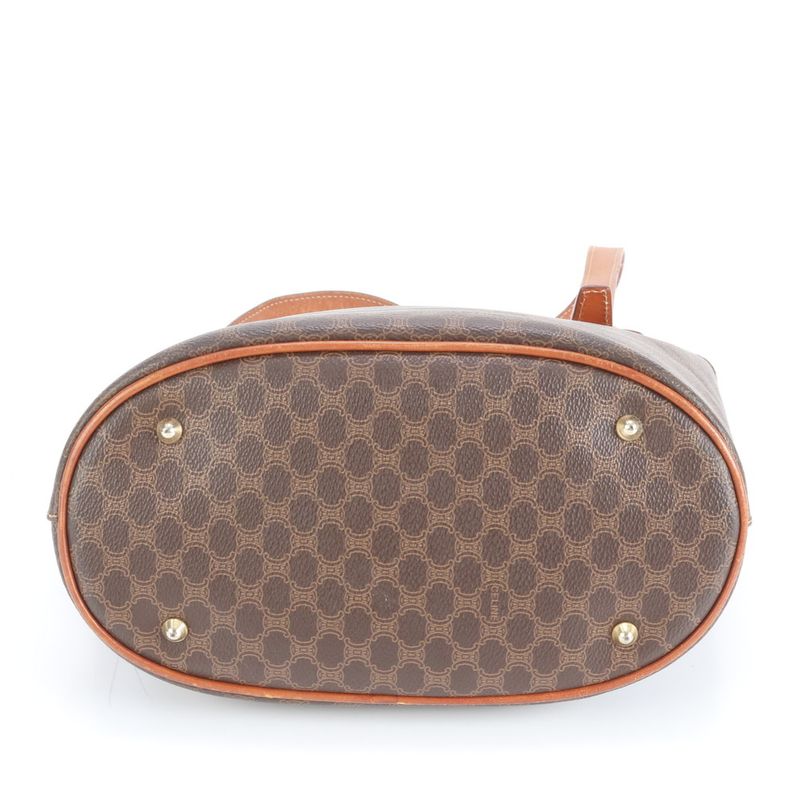 Vintage Celine Macadam Triomphe Leather Tote Bag Shoulder Hand Brown Women's