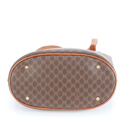 Vintage Celine Macadam Triomphe Leather Tote Bag Shoulder Hand Brown Women's