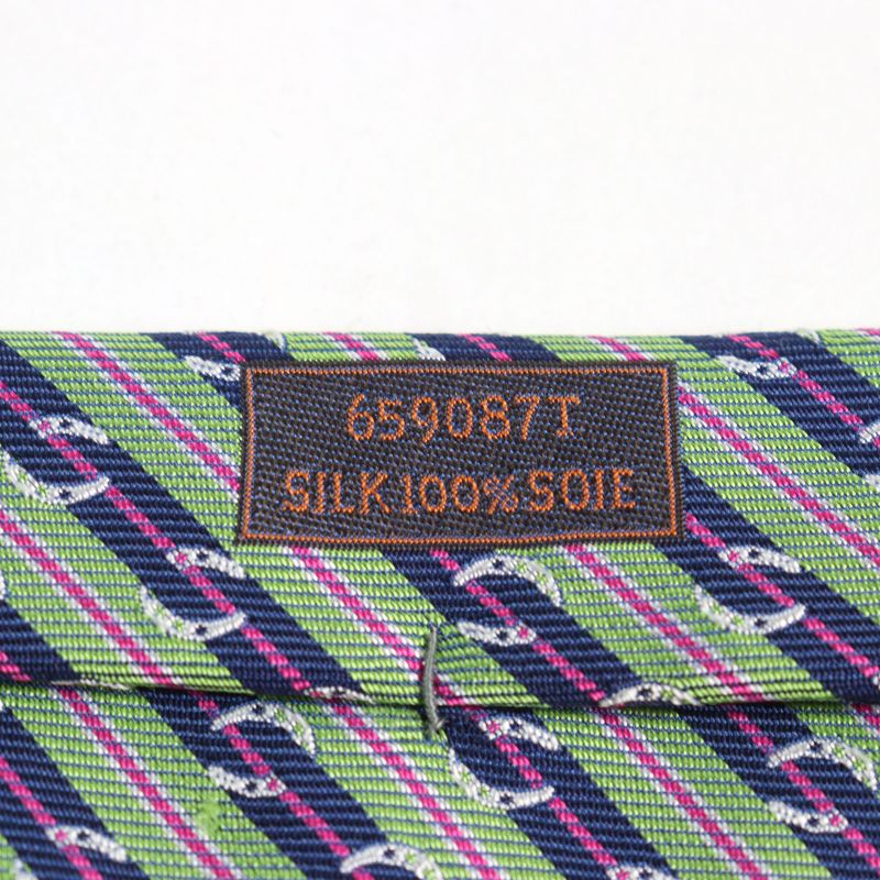 Hermes 659087t Cravate SOIE Lourde 100% Cravat Silk Pomme Marine Fuchsia