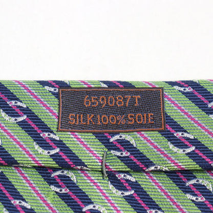 Hermes 659087t Cravate SOIE Lourde 100% Cravat Silk Pomme Marine Fuchsia