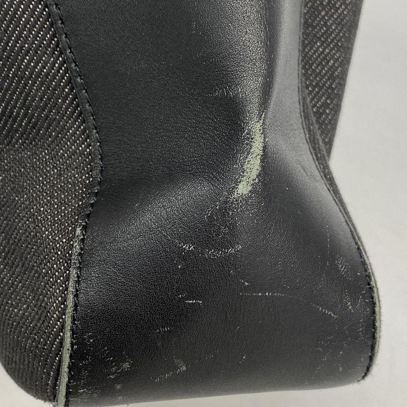 Gucci Tote Bag Sherry Line 73983 Denim Black Silver Hardware Women's