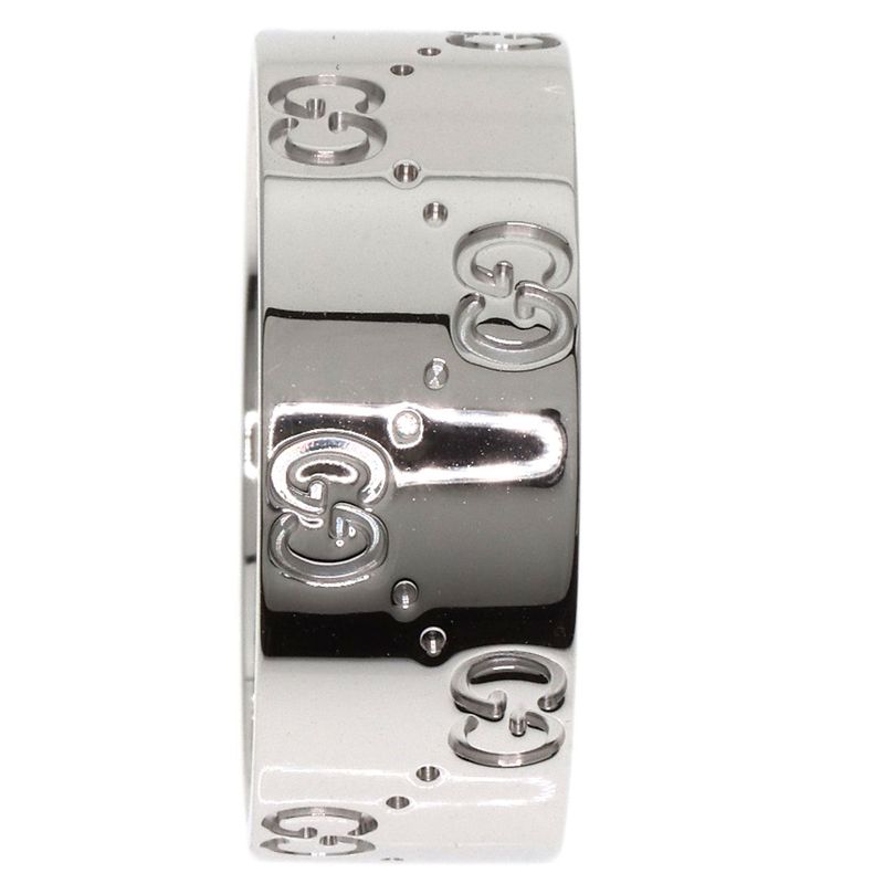 Gucci GG Icon Wide #27 Ring 18K White Gold Men's