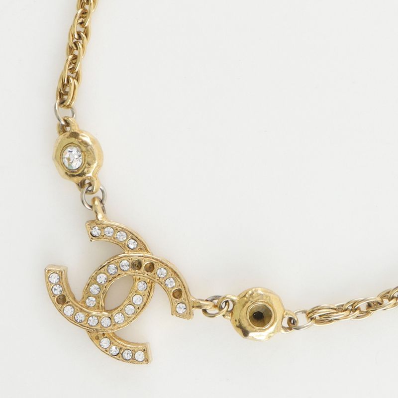 Chanel Coco Mark Vintage Gold Plated And Rhinestone Ladies 29.5g Necklace