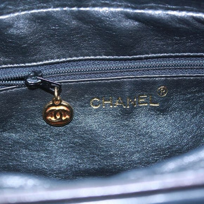 Chanel Coco Mark Chain Lambskin Black White Flap Shoulder Bag Gold