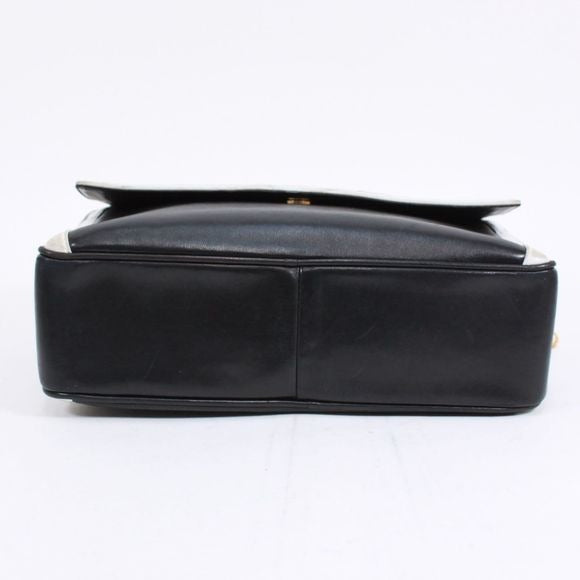 Chanel Coco Mark Chain Lambskin Black White Flap Shoulder Bag Gold