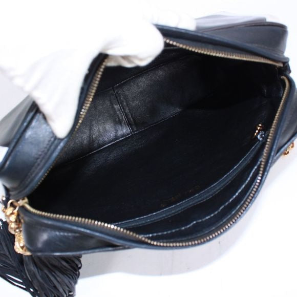 Chanel Coco Mark Chain Lambskin Black White Flap Shoulder Bag Gold