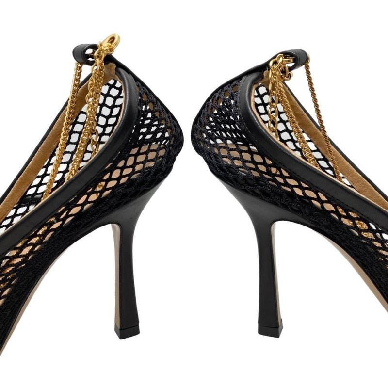 Bottega Veneta Stretch Pumps Mesh Chain High Heel 578321vbps11058 38 1 2 Nero
