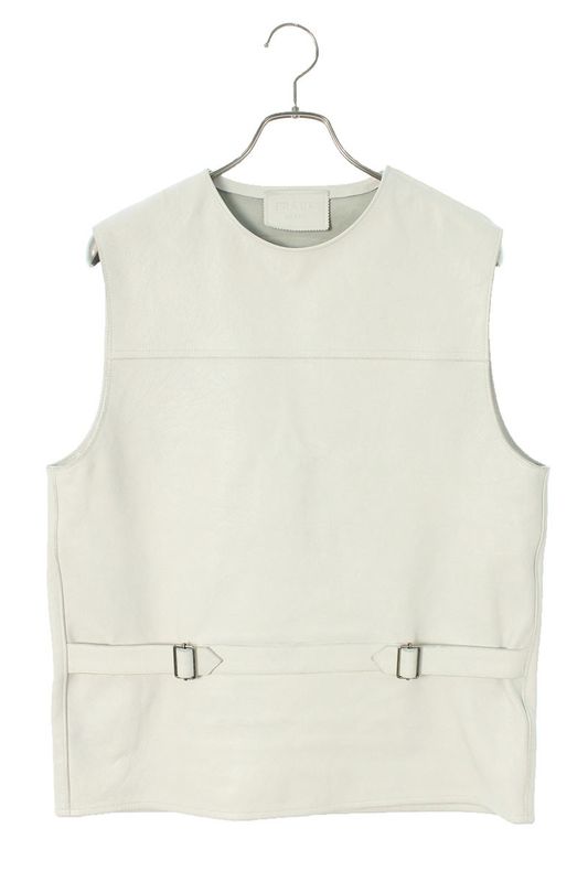 Prada 23SS Upc194 S231 12NF Belted Leather Pullover Vest Men 46