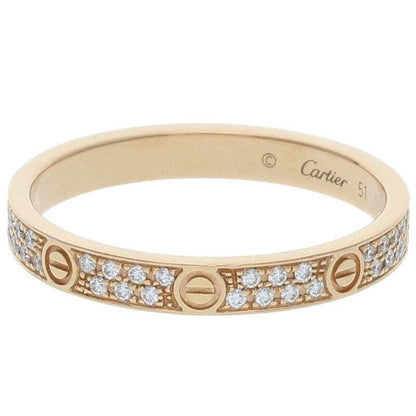 Cartier MINI LOVE RING PAVE Mini Love Ring 18K Pink Gold Diamond Ring Men's 10.5