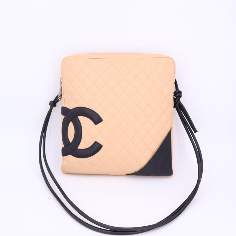 Chanel Cambon Line Large Shoulder Bag A25179 Beige Black SV