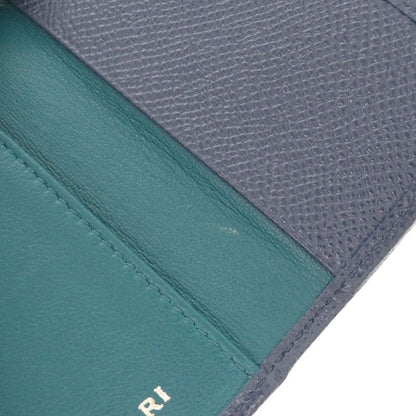 Bulgari Leather Blue 6-ring Key Case Blue 1469 Bvlgari Men's