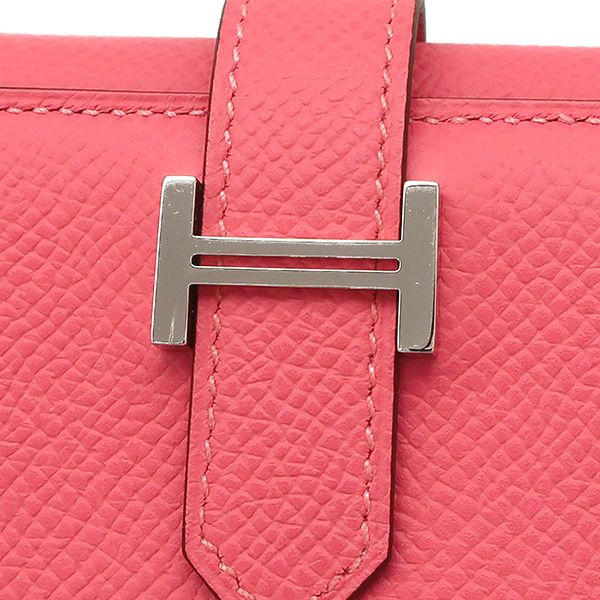 Hermes Trifold Wallet Bearn Combine Vaux Epson Rose Azalea Silver Hardware W