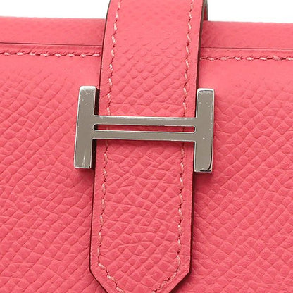 Hermes Trifold Wallet Bearn Combine Vaux Epson Rose Azalea Silver Hardware W