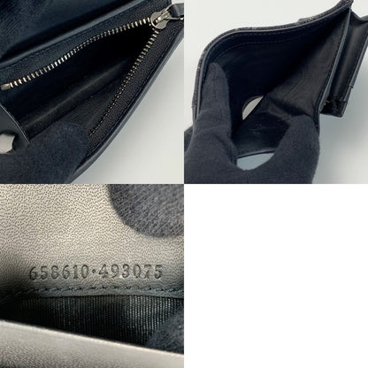 Gucci Marmont 658610 Bifold Wallet Leather Women's Silver Hardware