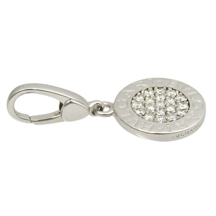 Bvlgari Diamond Pendant Top 18K White Gold 750 White Gold Diamond Charm