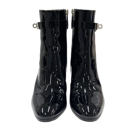 Hermes Saint Germain Boots Short Boots Shoes Patent Black Silver Kelly Hardware
