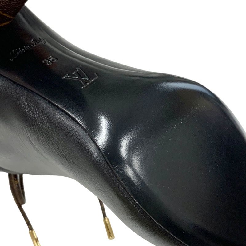 Louis Vuitton Silhouette Line Monogram Short Boots Leather Black Brown Black