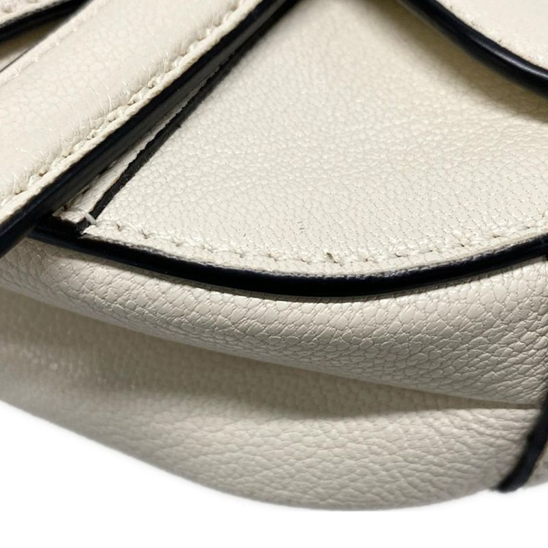 Dior/christian Dior Handbag Saddle Micro Bag White Mini Bag Leather