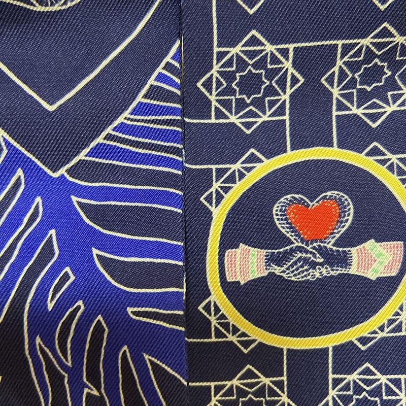 Hermes Scarf Twillie Navy And Blue And Multi Ribbon Scarf